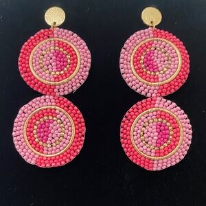 Kay Lee Pink and Gold Beaded Earrings NWT